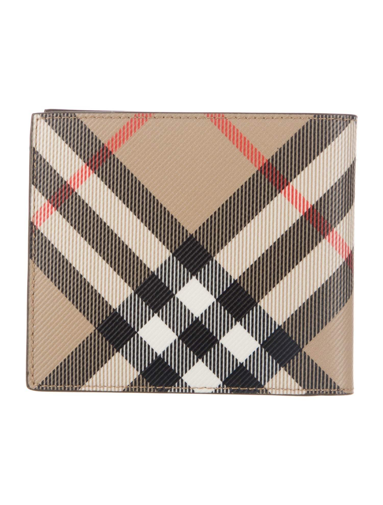 Burberry Leather Plaid Print Bifold Wallet w/ Tags