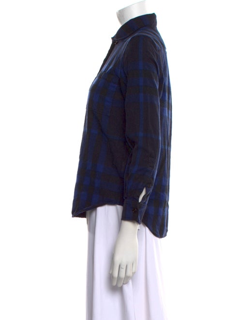 Burberry Wool Plaid Print Button-Up Top