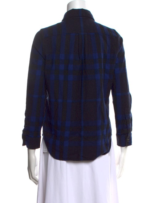 Burberry Wool Plaid Print Button-Up Top