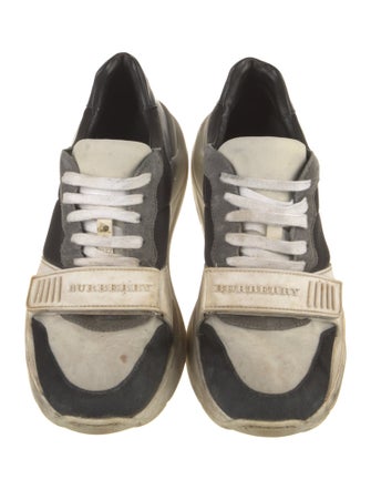 Burberry Nova Check Pattern Suede Athletic Sneakers