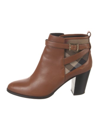Burberry House Check Pattern Leather Boots