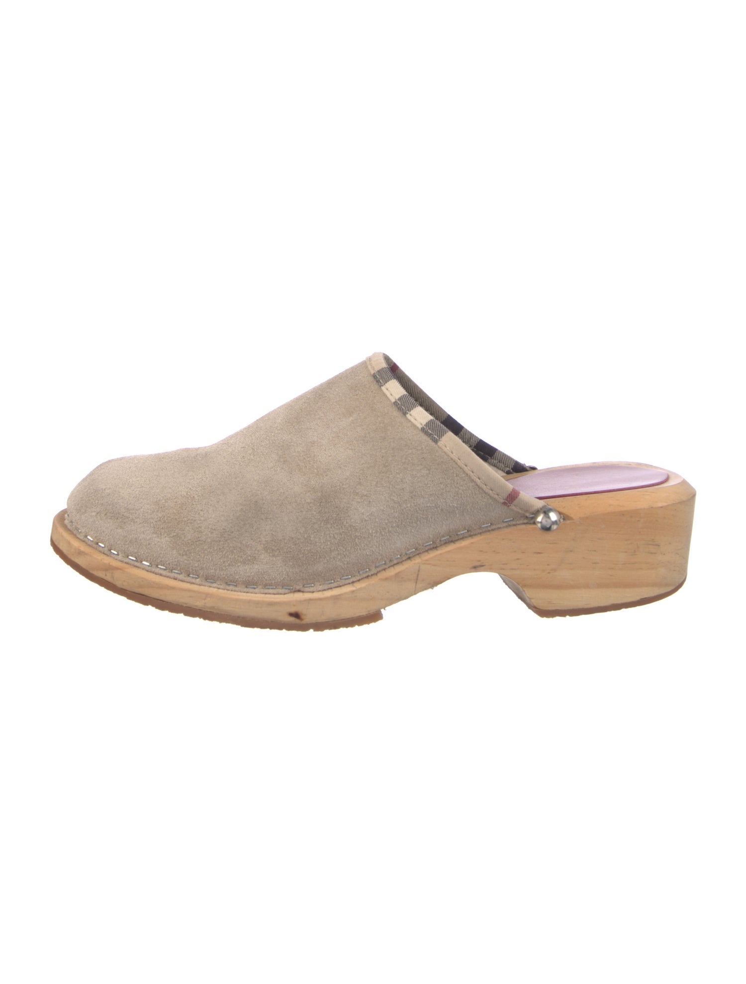 Burberry Nova Check Pattern Suede Mules