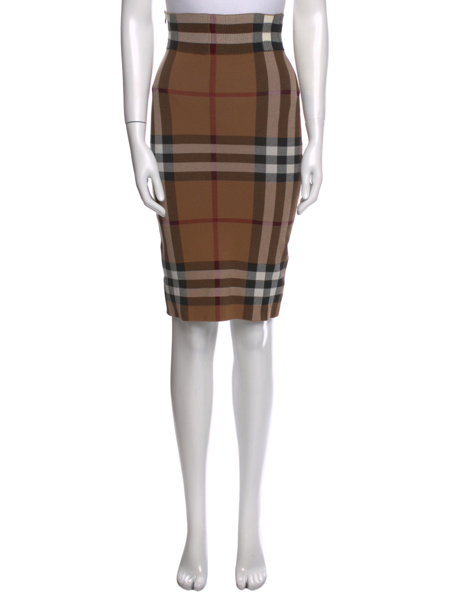 Burberry Plaid Print Knee-Length Skirt