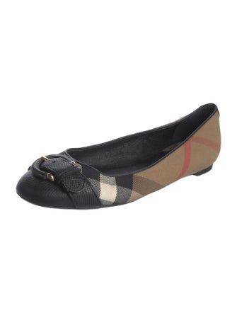 Burberry Canvas Plaid Print Ballet Flats