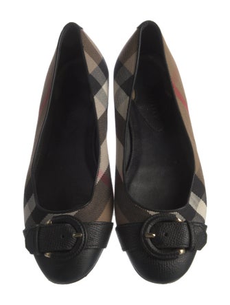 Burberry Canvas Plaid Print Ballet Flats