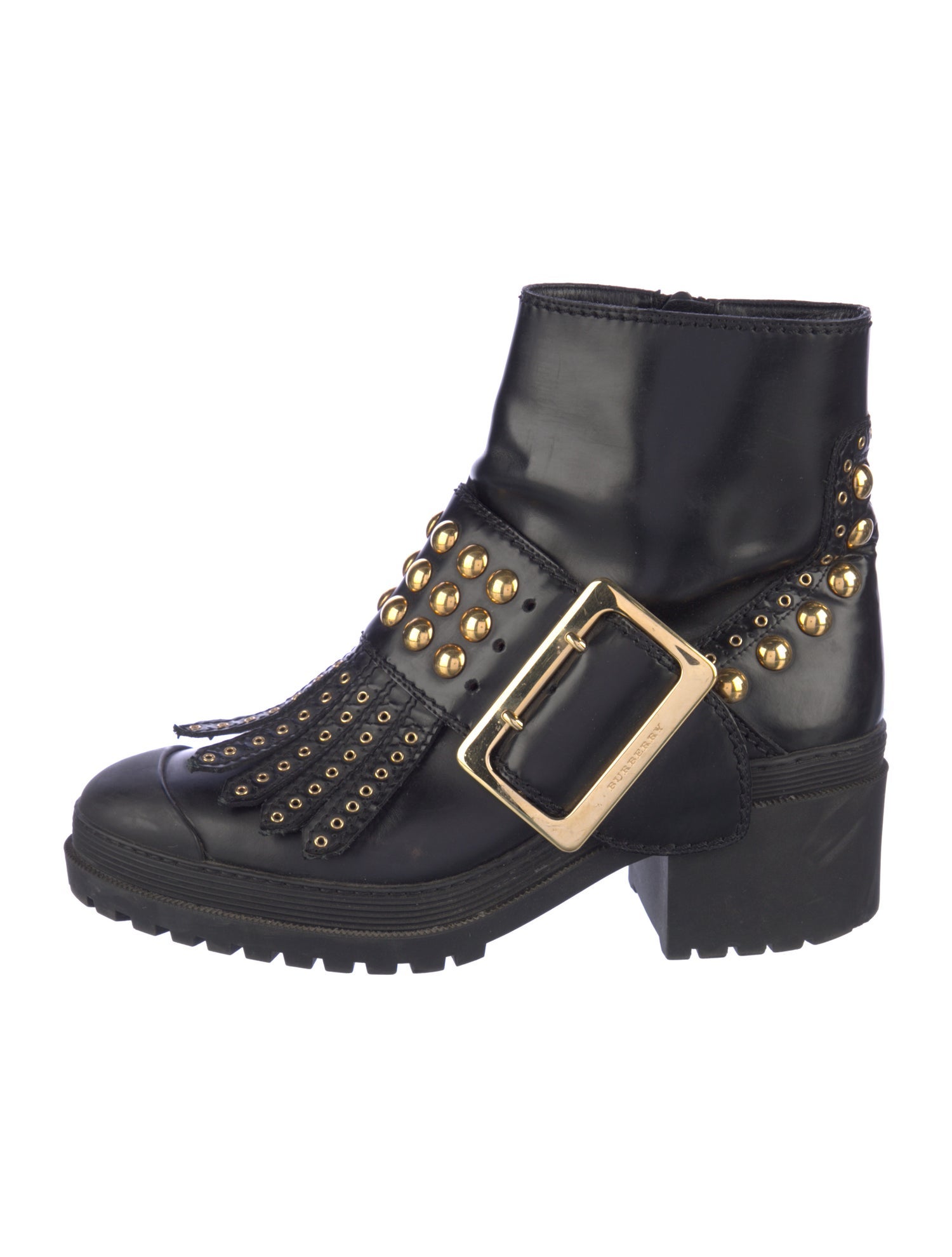 Burberry Leather Studded Accents Combat Boots
