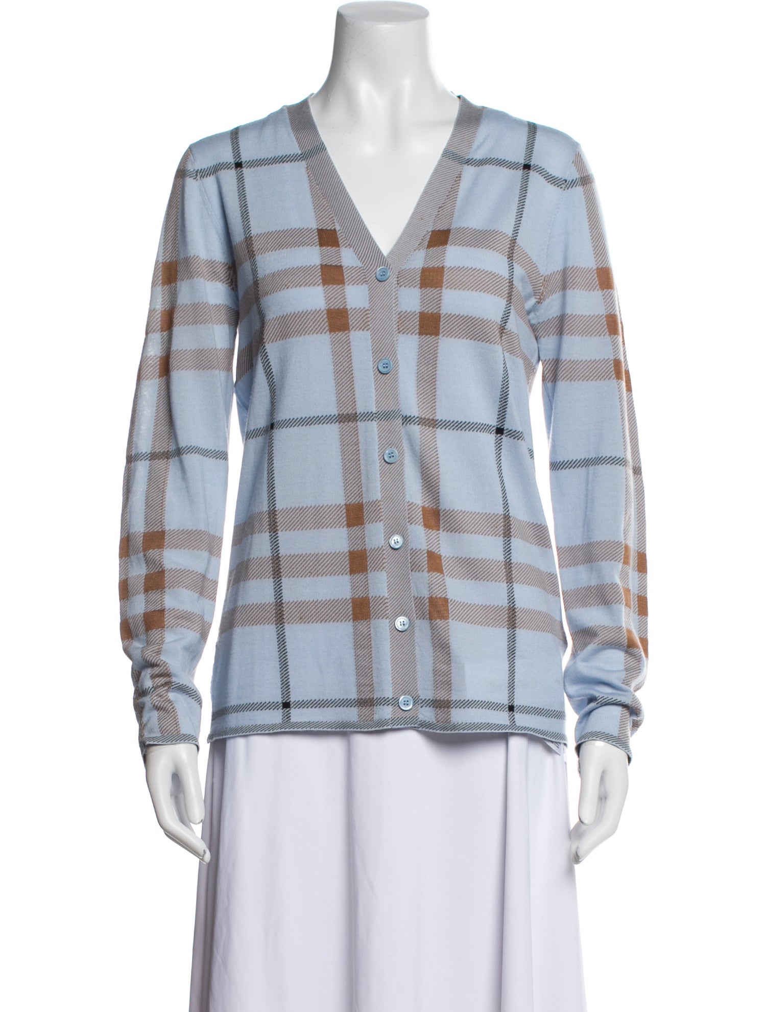 Burberry Wool Plaid Print Sweater