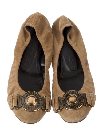 Burberry Suede Colorblock Pattern Flats