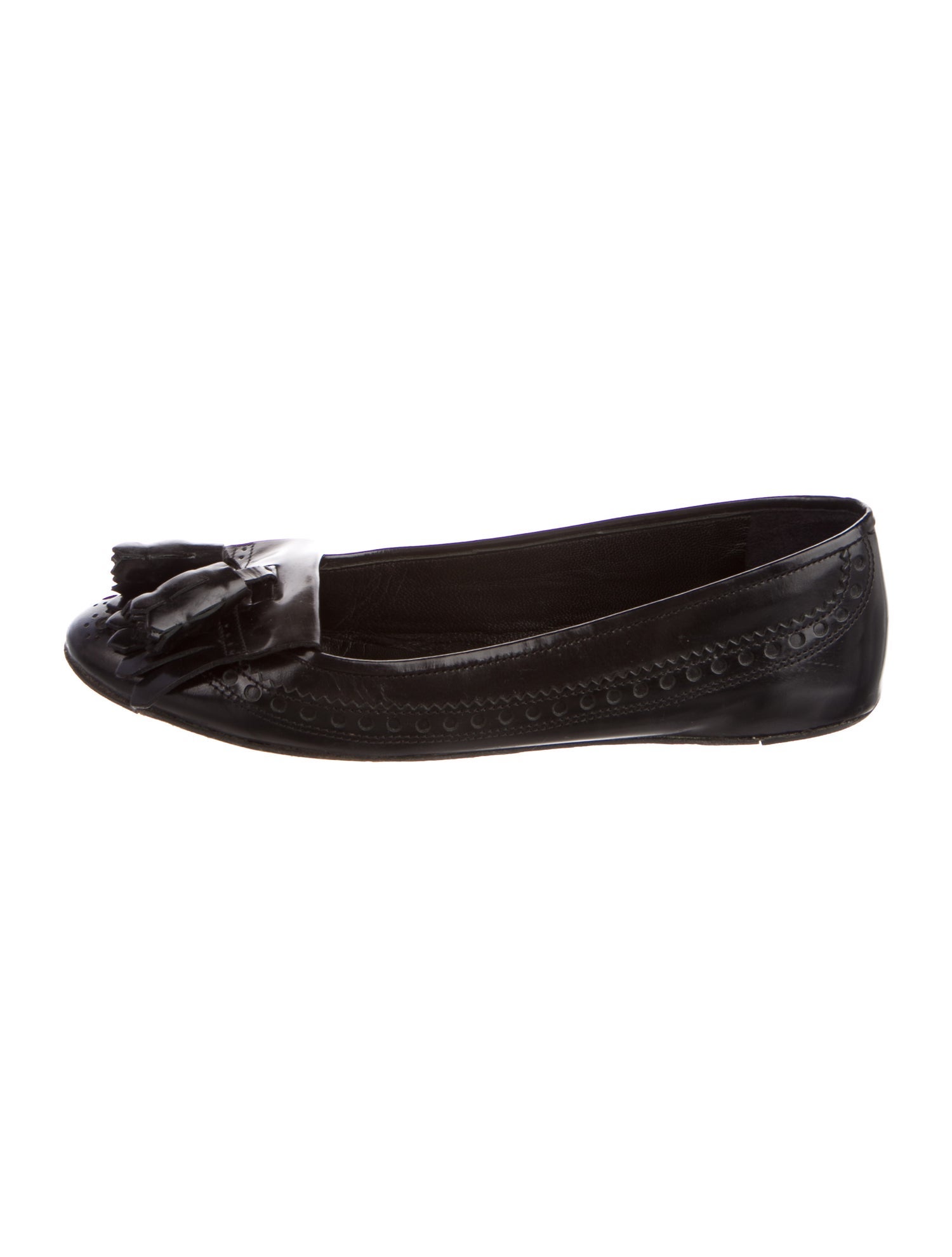 Burberry Leather Tassel Accents Ballet Flats