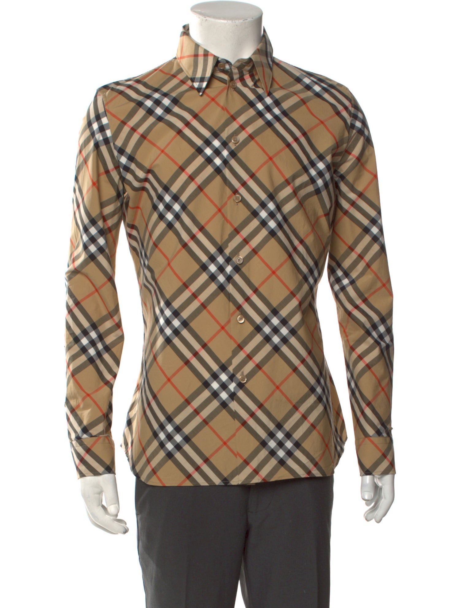 Burberry Plaid Print Long Sleeve Shirt