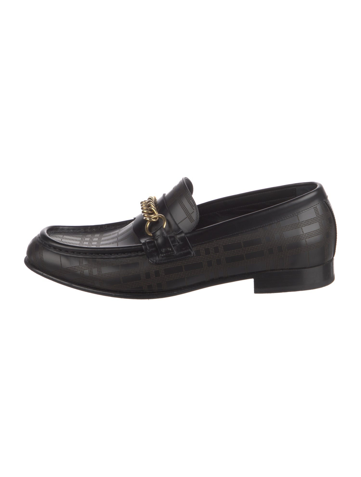 Burberry London Leather Chain-Link Accents Dress Loafers