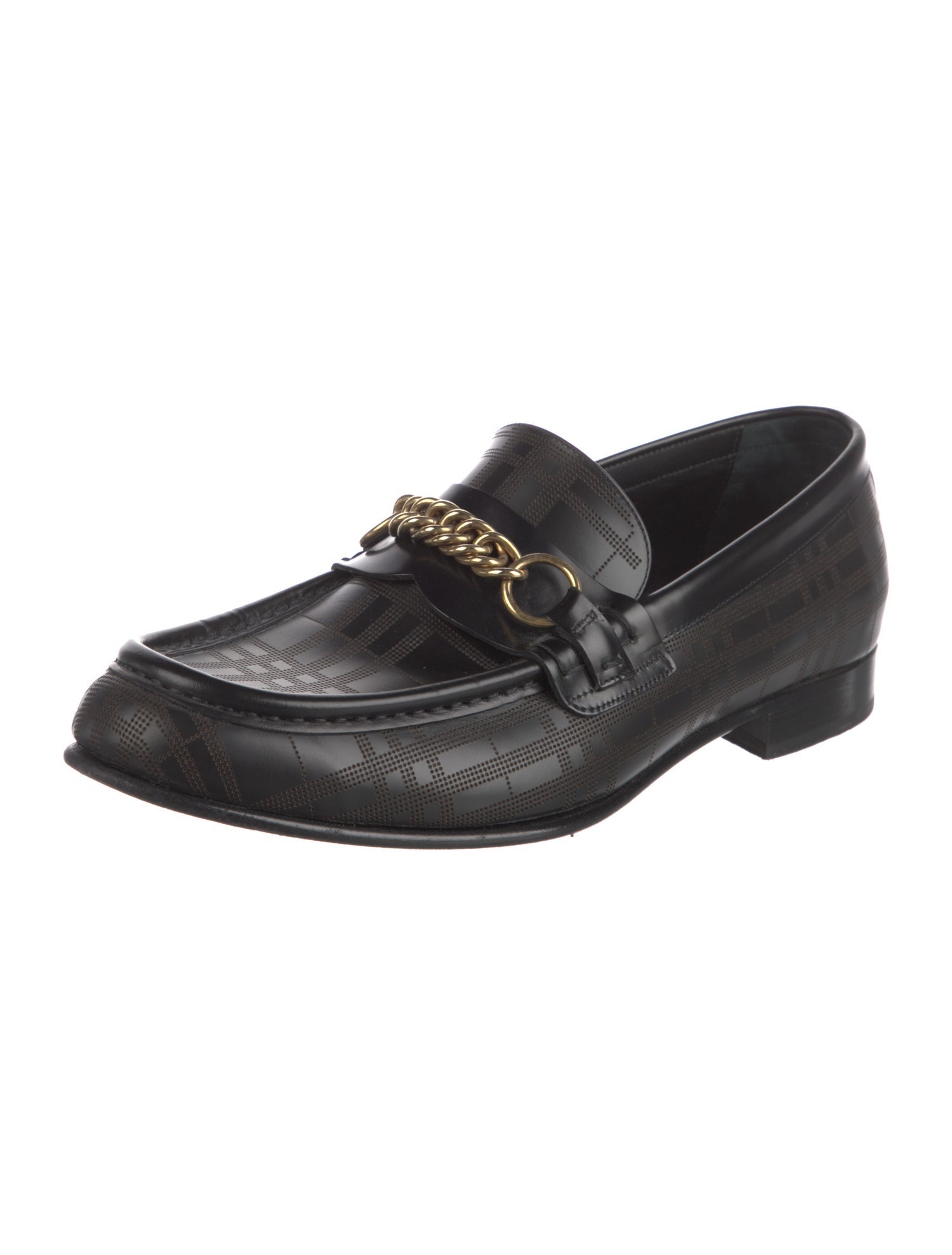 Burberry London Leather Chain-Link Accents Dress Loafers