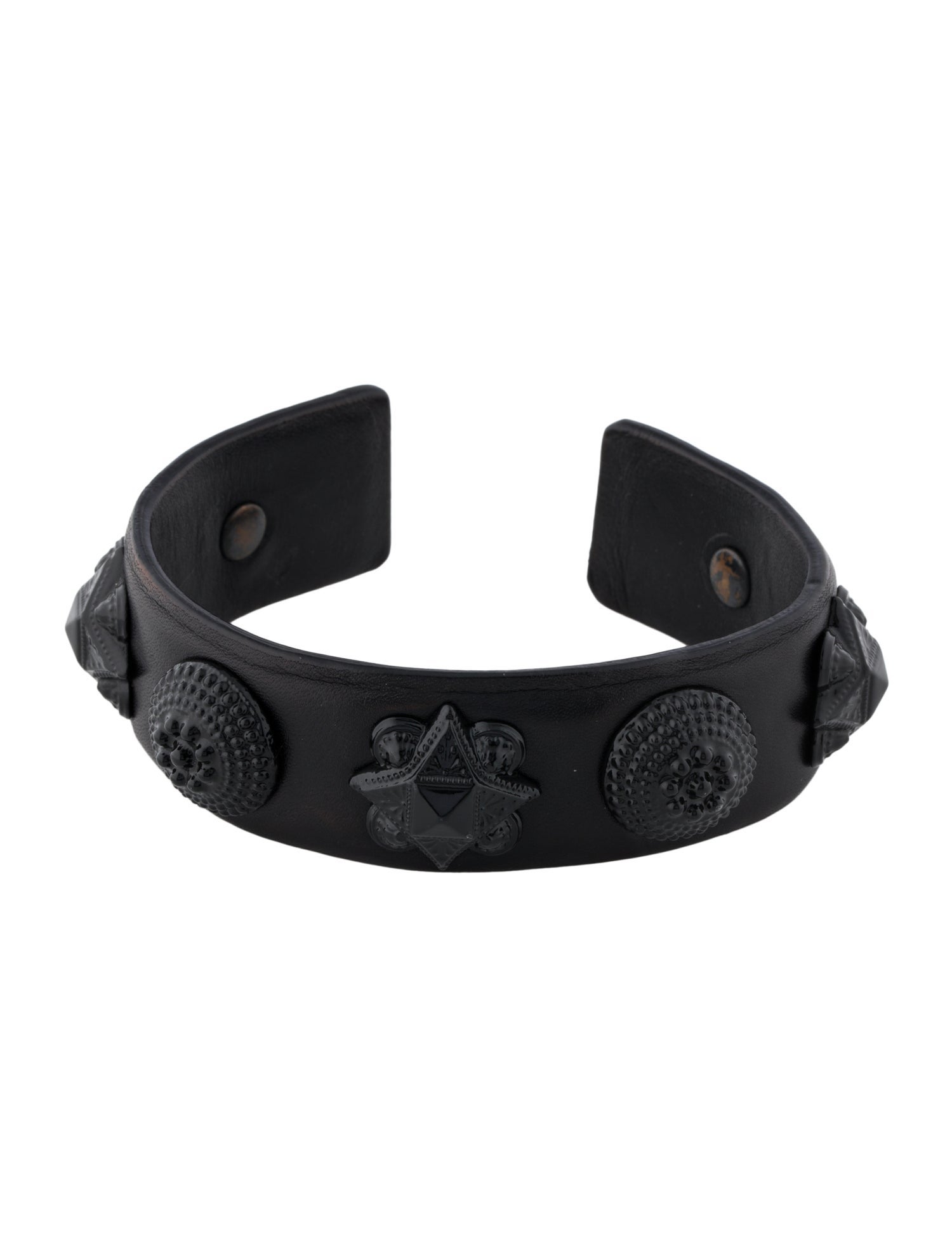 Burberry Leather & Enamel Studded Cuff Bracelet