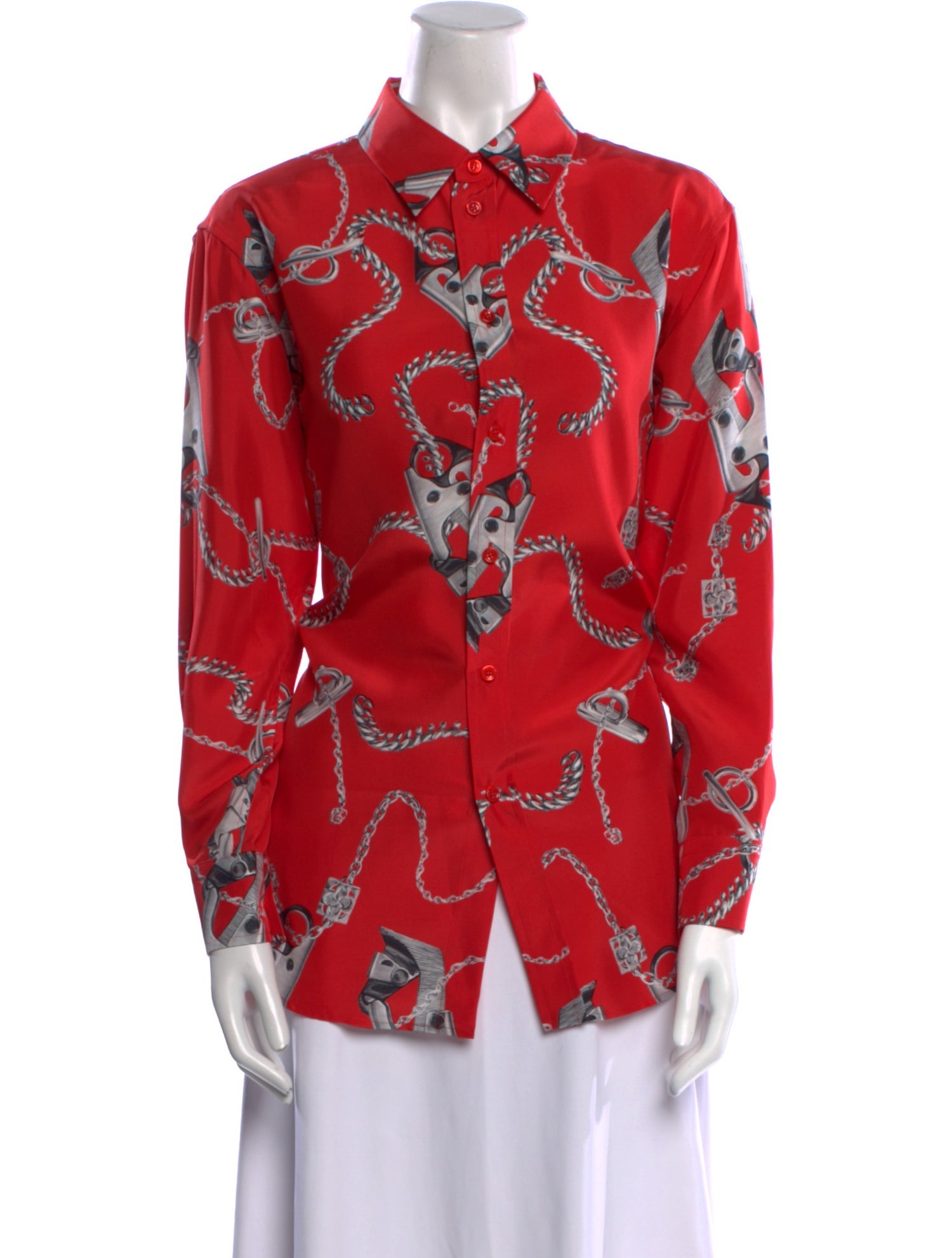 Burberry Silk Printed Button-Up Top