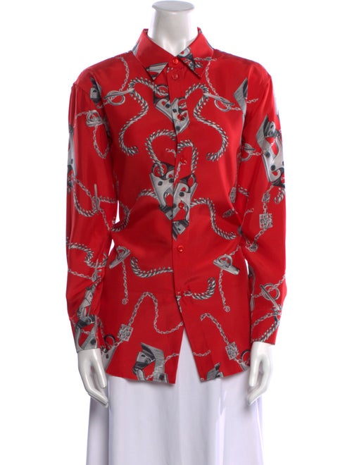 Burberry Silk Printed Button-Up Top