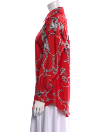 Burberry Silk Printed Button-Up Top