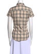 Burberry Plaid Print Short Sleeve Button-Up Top