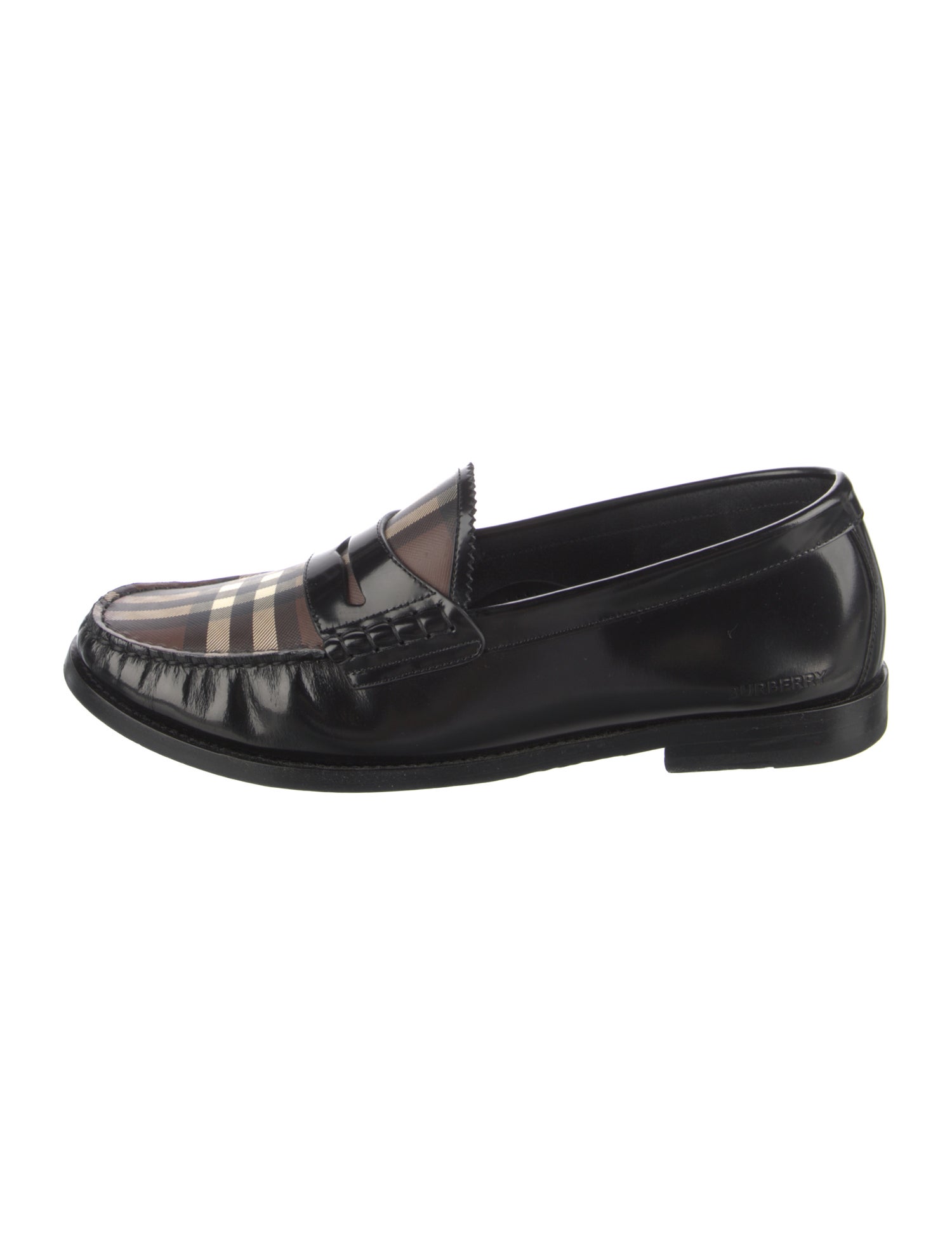 Burberry Nova Check Pattern Leather Loafers