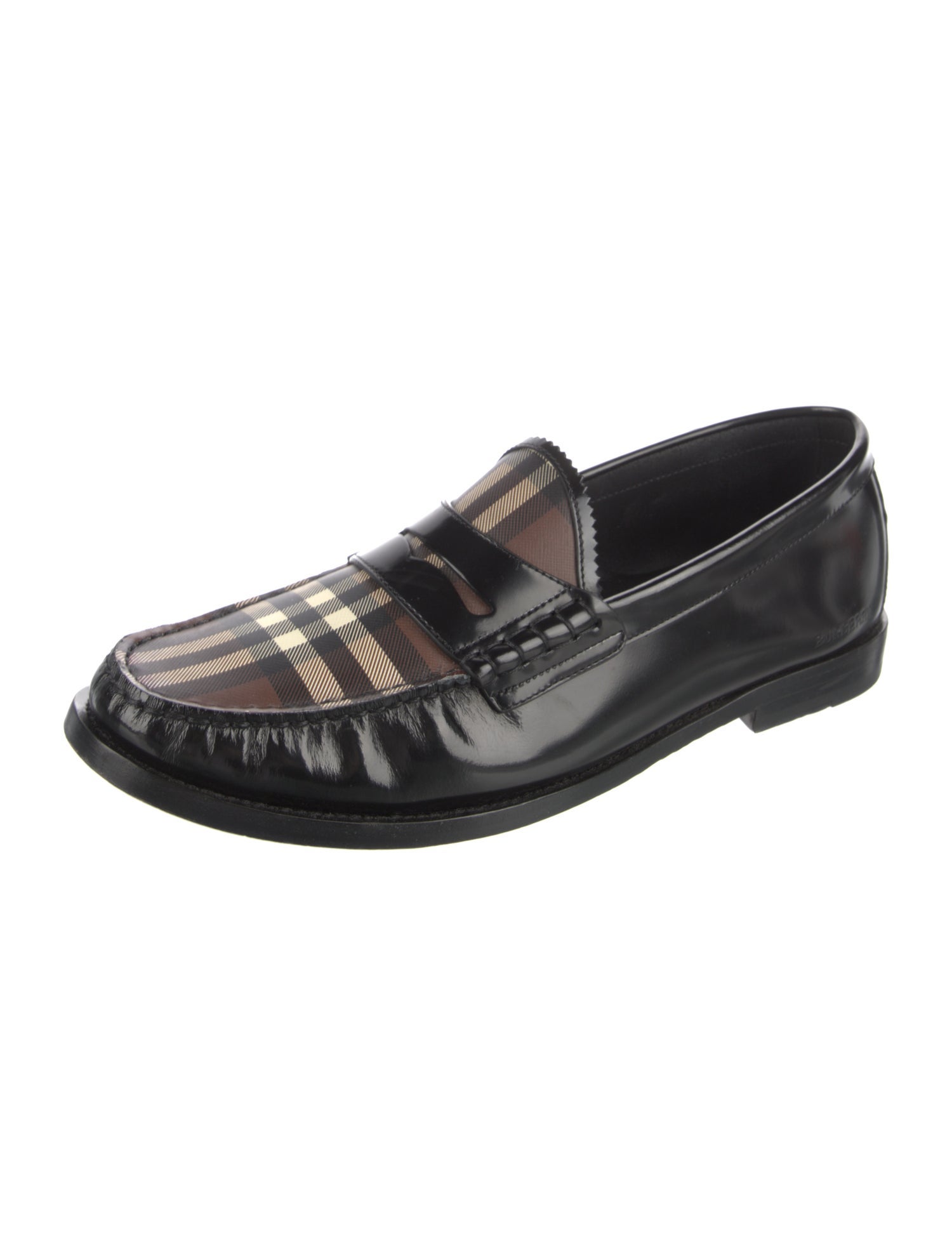 Burberry Nova Check Pattern Leather Loafers