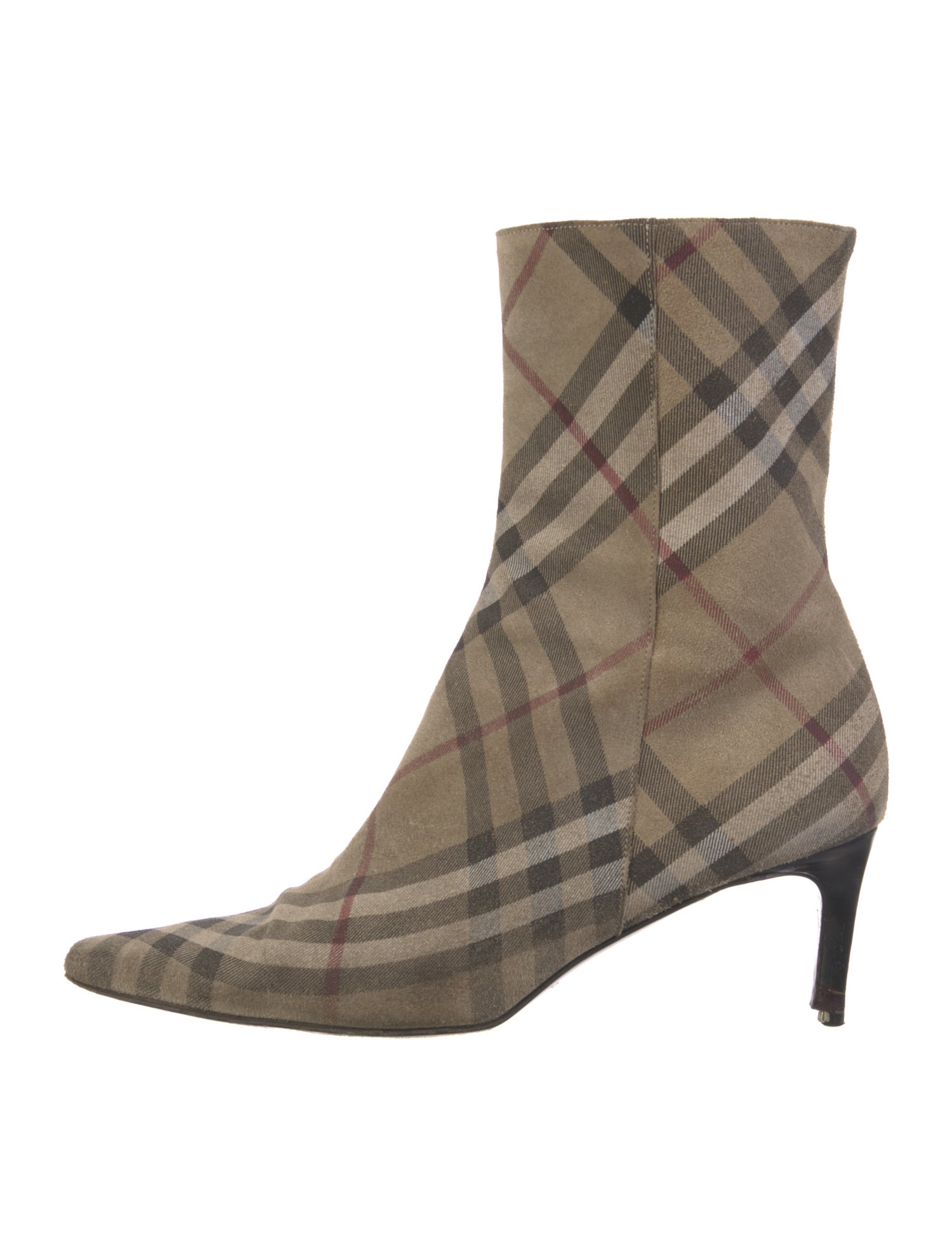 Burberry Nova Check Pattern Suede Boots