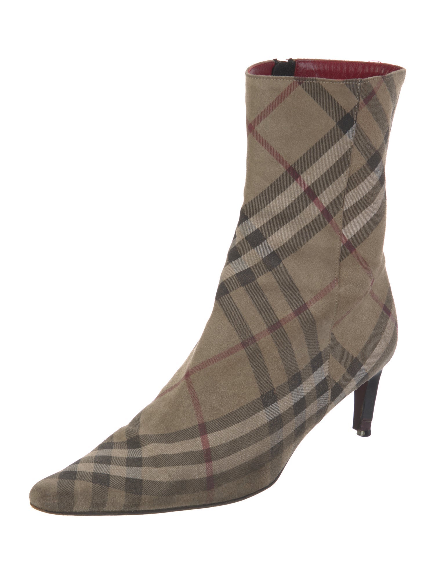 Burberry Nova Check Pattern Suede Boots