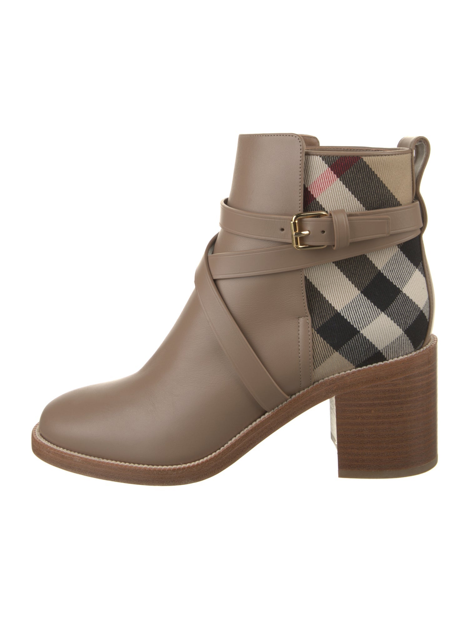 Burberry Nova Check Pattern Leather Chelsea Boots