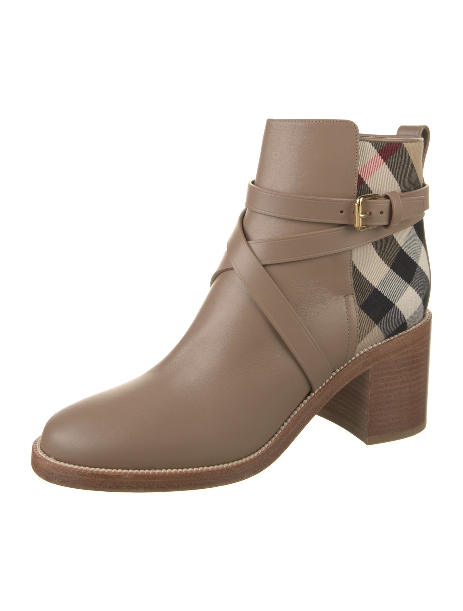 Burberry Nova Check Pattern Leather Chelsea Boots