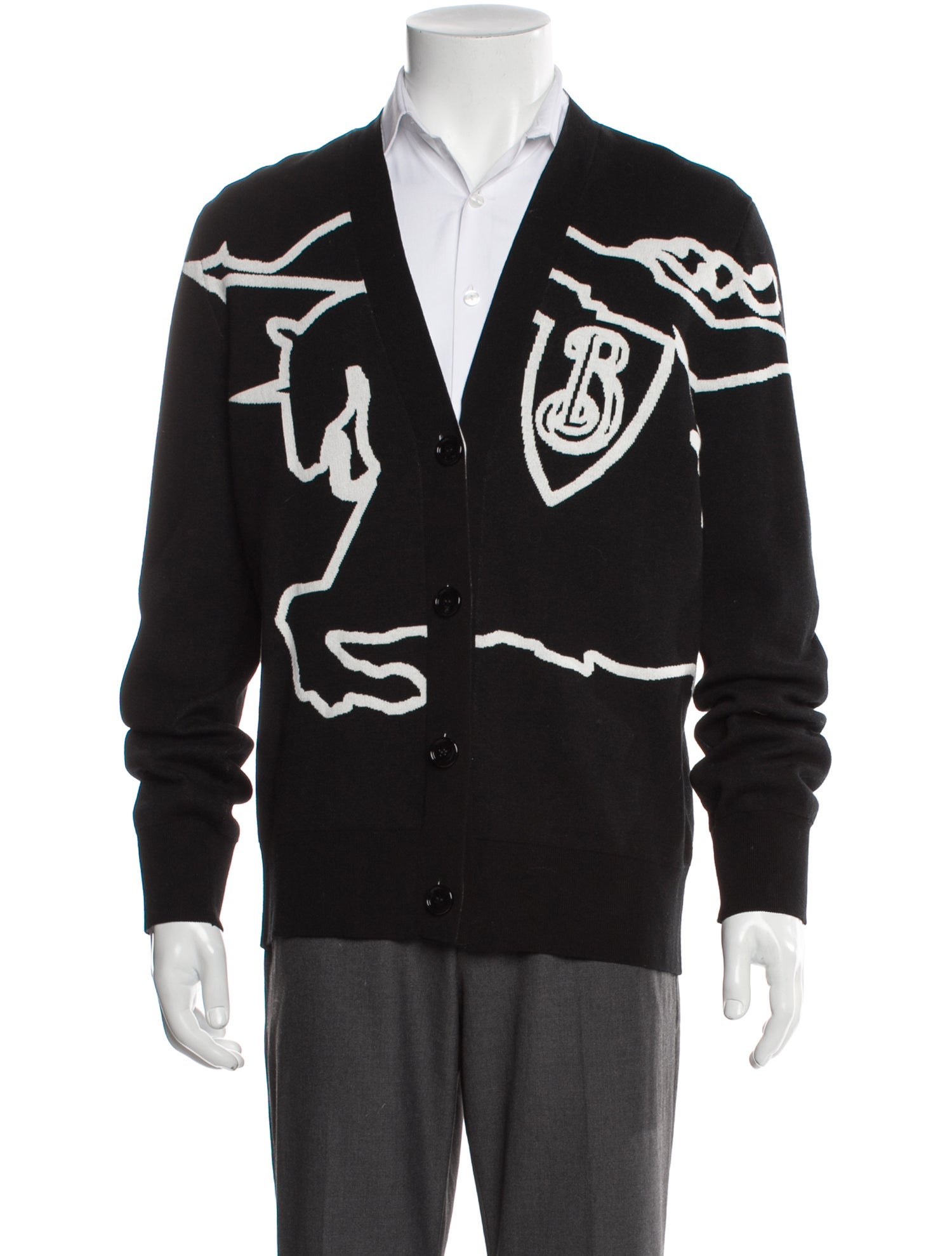 Burberry Equestrian Knight Graphic Print Cardigan