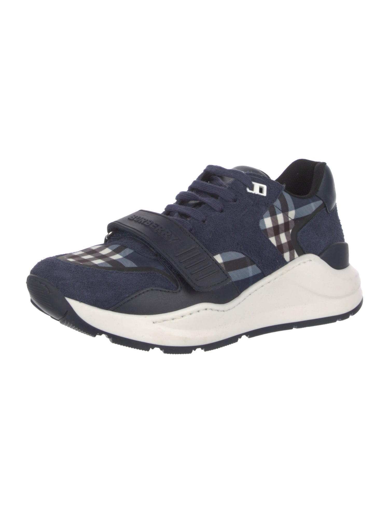 Burberry Leather Plaid Print Sneakers