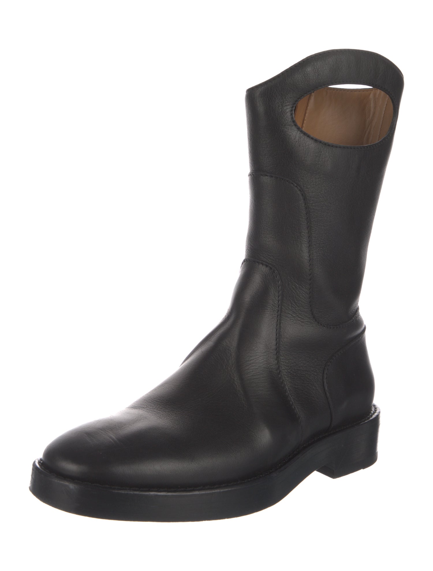 Burberry Leather Colorblock Pattern Rain Boots