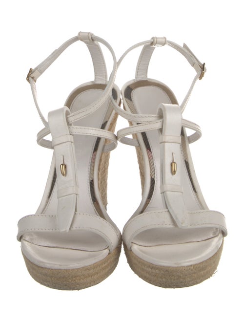 Burberry House Check Pattern Leather T-Strap Sandals