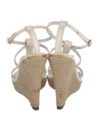 Burberry House Check Pattern Leather T-Strap Sandals