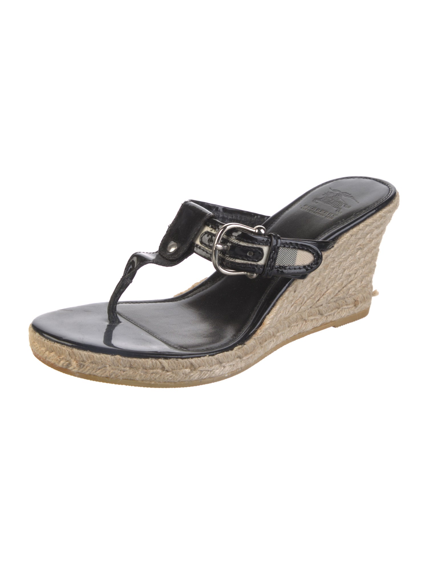 Burberry Nova Check Pattern Patent Leather Espadrilles