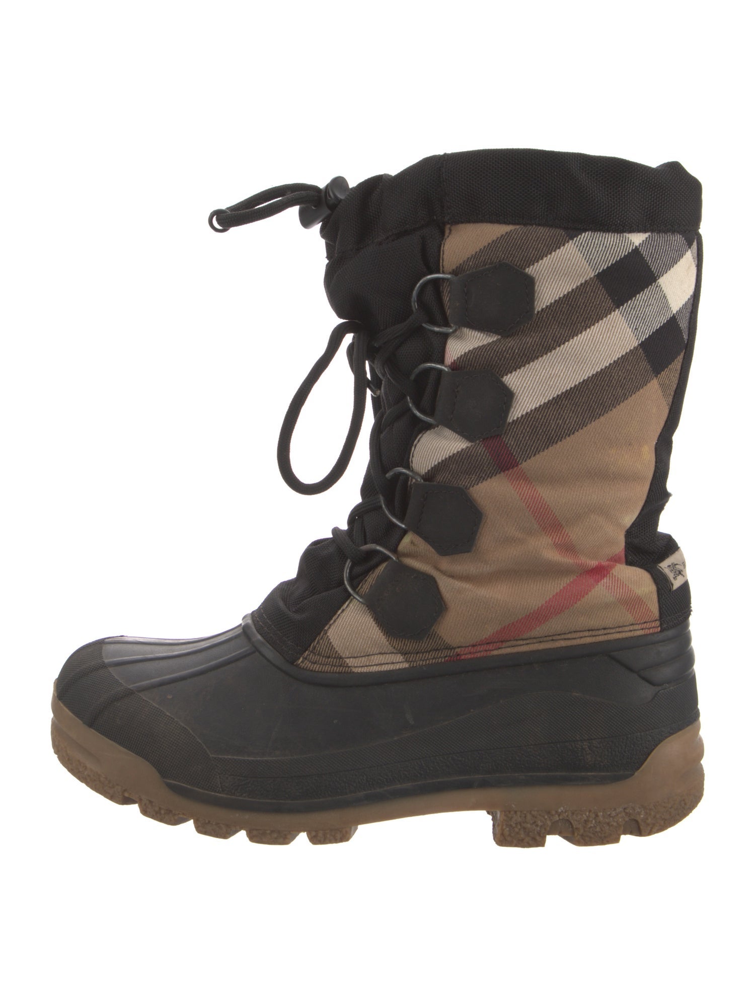 Burberry Nova Check Pattern Lace-Up Boots