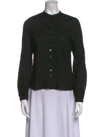 Burberry Mock Neck Long Sleeve Button-Up Top