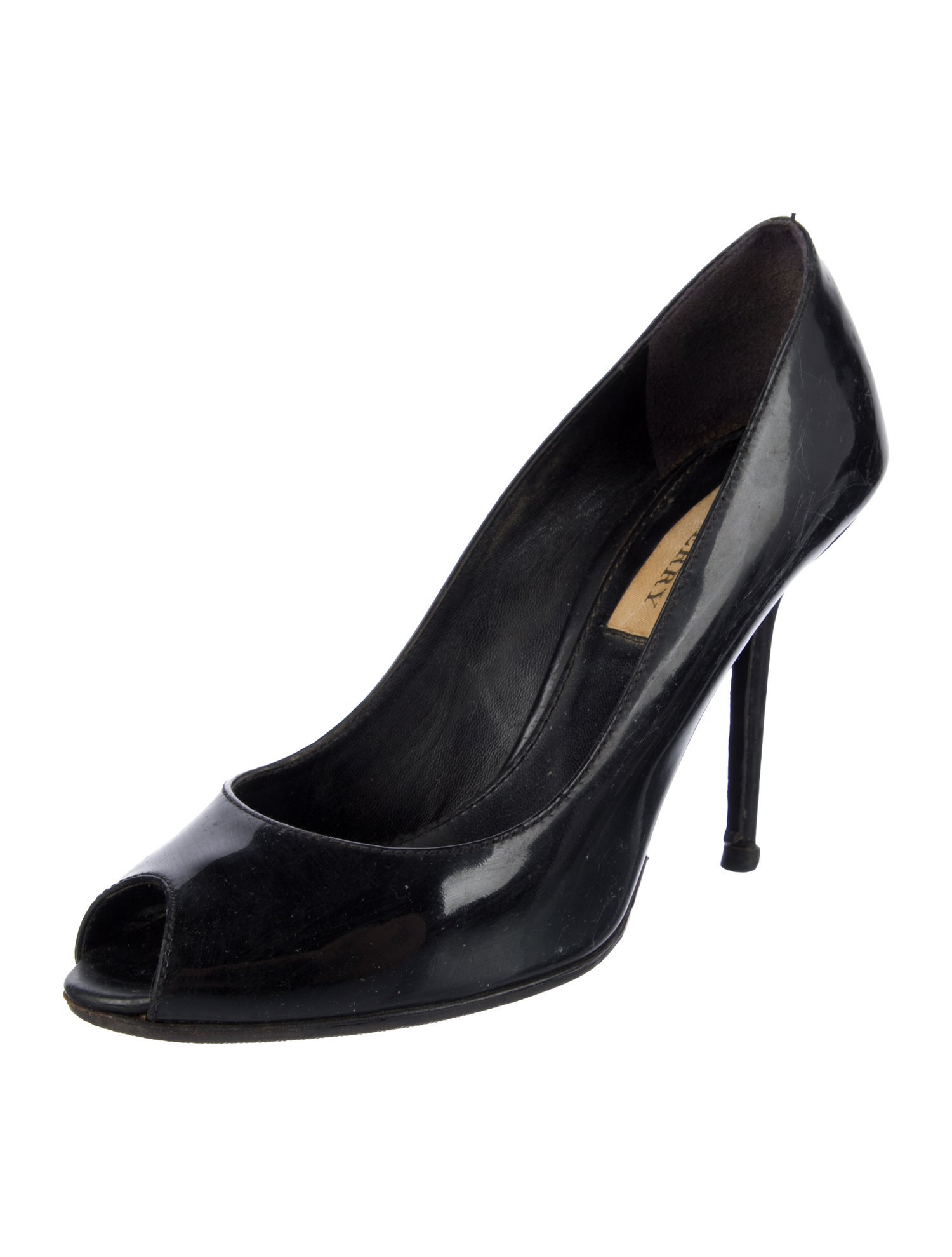 Burberry Patent Leather Cutout Accent Pumps
