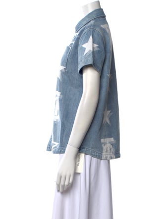 Burberry Printed Short Sleeve Button-Up Top