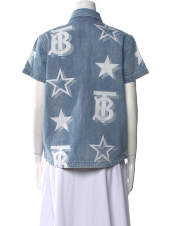 Burberry Printed Short Sleeve Button-Up Top