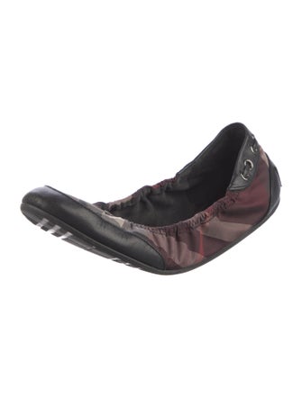 Burberry Nova Check Pattern Leather Ballet Flats
