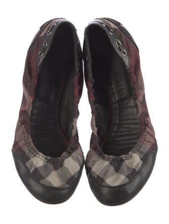 Burberry Nova Check Pattern Leather Ballet Flats