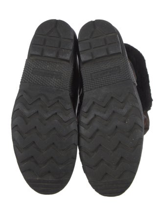 Burberry House Check Pattern Leather Lace-Up Boots