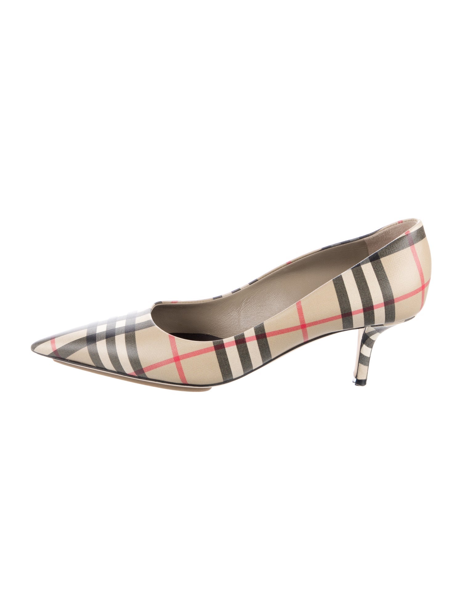 Burberry Nova Check Pattern Leather Slingback Pumps