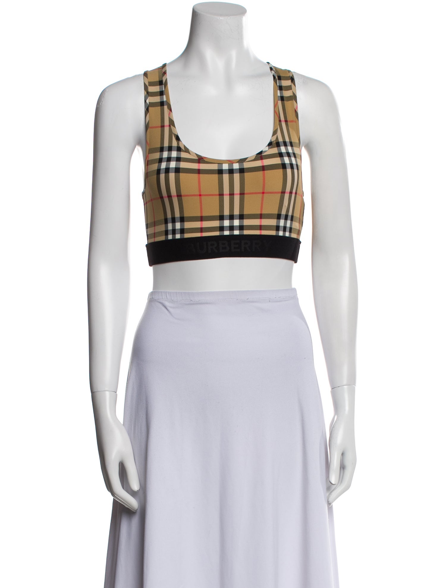 Burberry Nylon Plaid Print Crop Top w/ Tags