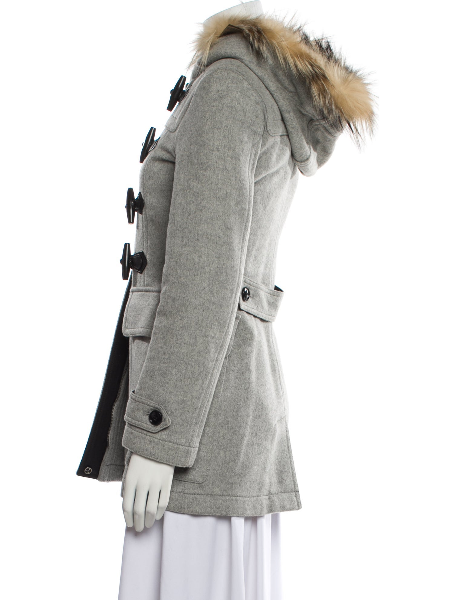 Burberry Wool Faux Fur Jacket - Grey Jackets, Clothing - BUR519535