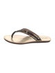 Burberry Haymarket Animalier Check Leather Trim Embellishment Flip Flops