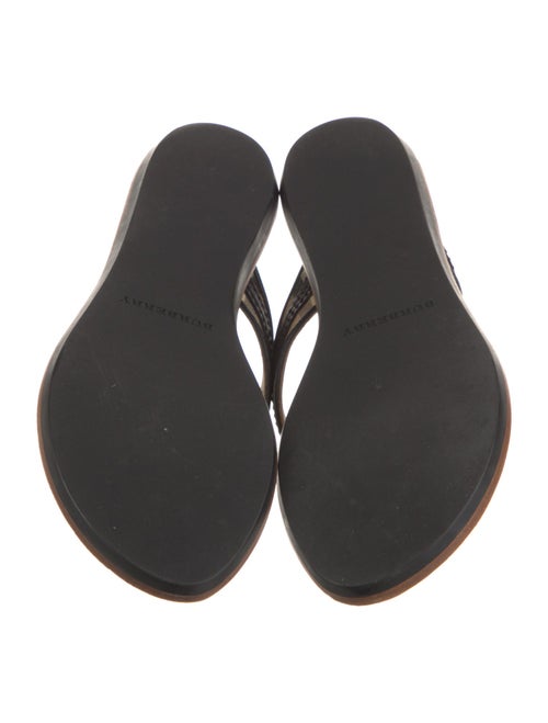 Burberry Haymarket Animalier Check Leather Trim Embellishment Flip Flops