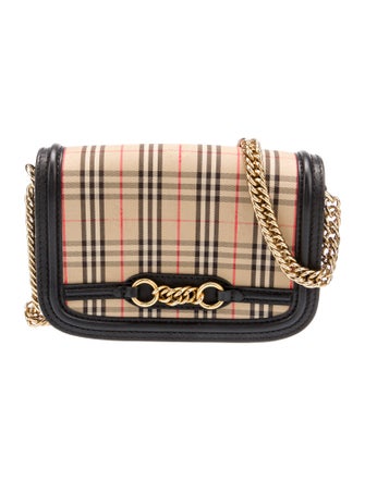 Burberry Horseferry Check Link Flap Bag 1983 Knight Check Canvas