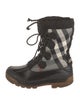 Burberry House Check Pattern Leather Trim Embellishment Lace-Up Boots