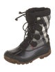 Burberry House Check Pattern Leather Trim Embellishment Lace-Up Boots
