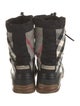 Burberry House Check Pattern Leather Trim Embellishment Lace-Up Boots